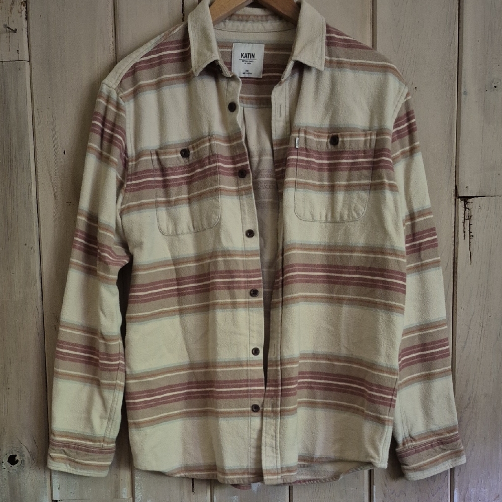 Katin Cream and Maroon Jacket with Striped Design